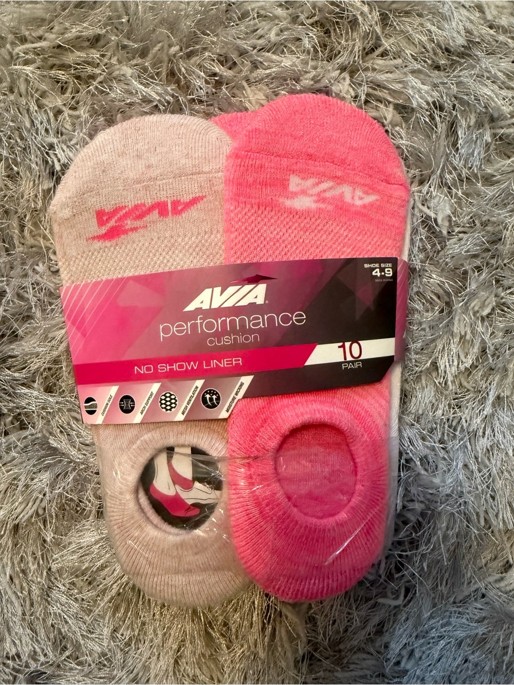 Avia No-Show Performance Cushion Socks - Hot Pink & Light Pink (10 Pack)